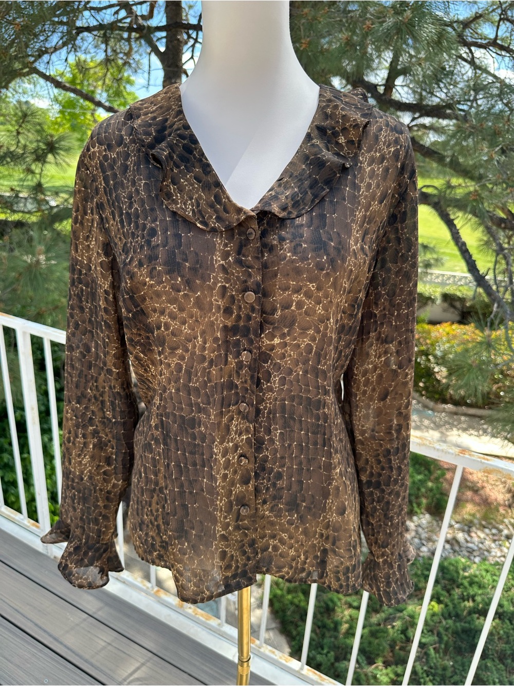 Liz Claiborne Brown and Tan Leopard Print Blouse
